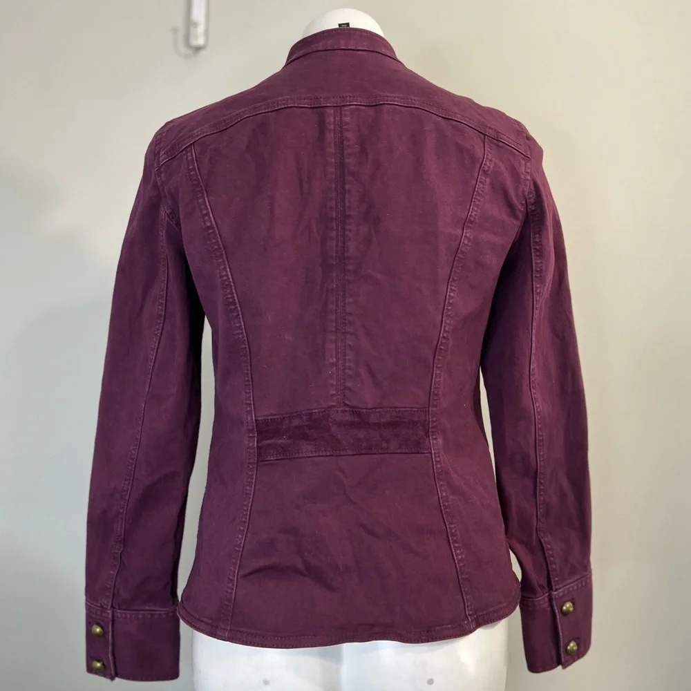 White House Black Market Plum Utility Jacket with Brass Buttons